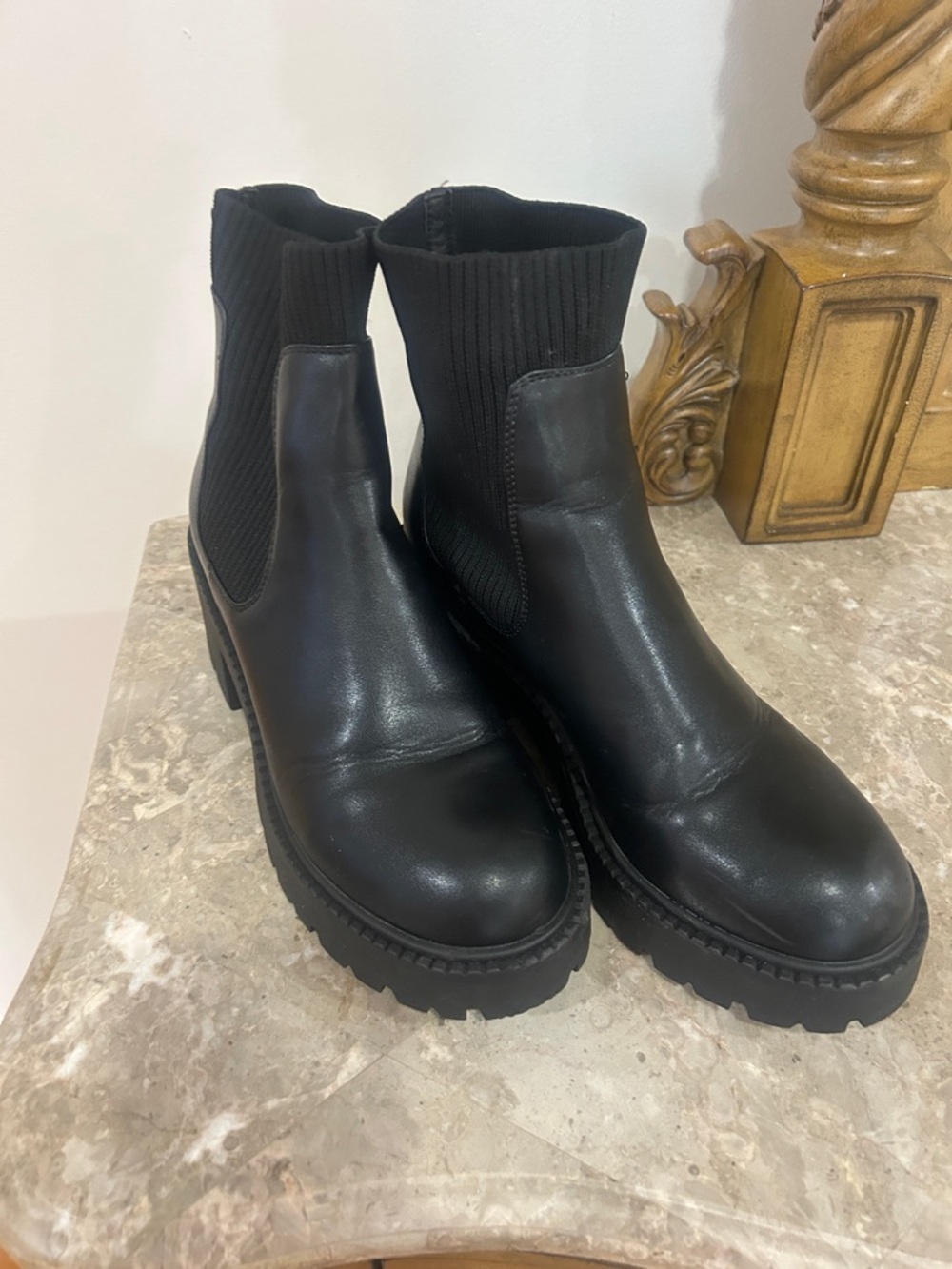 Steve Madden Black Chelsea Lug Sole Ankle Boots